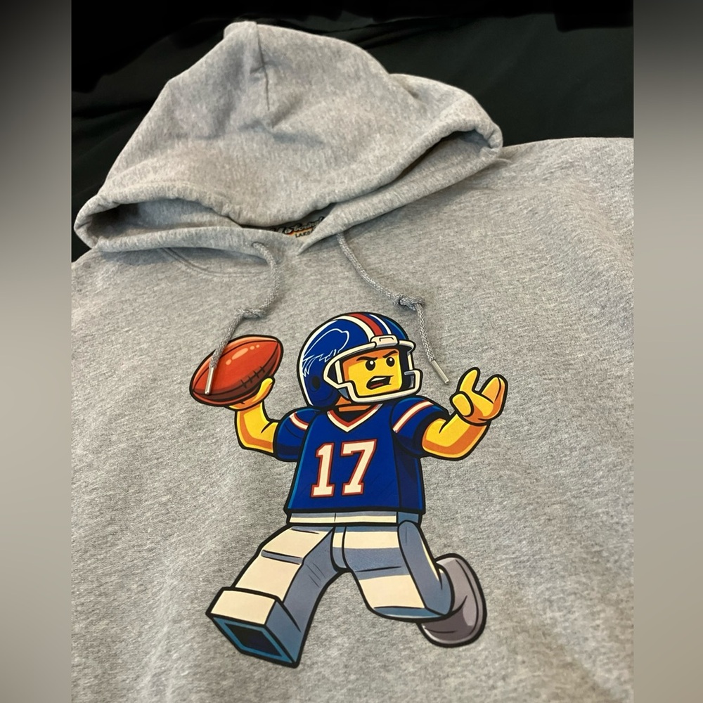Lego Josh Allen Graffiti Buffalo Bills Mafia NFL Gray Men’s Hoodie